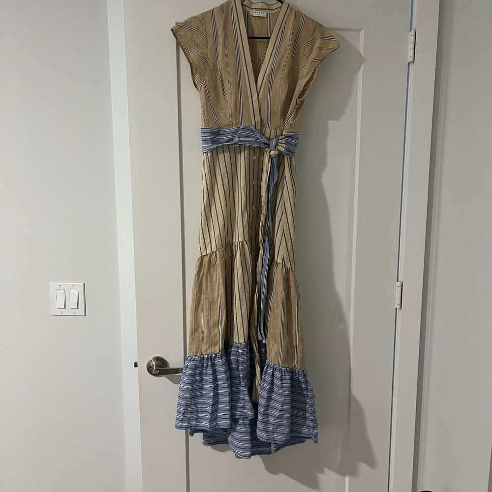 Sandro Striped V-Neck Maxi Dress